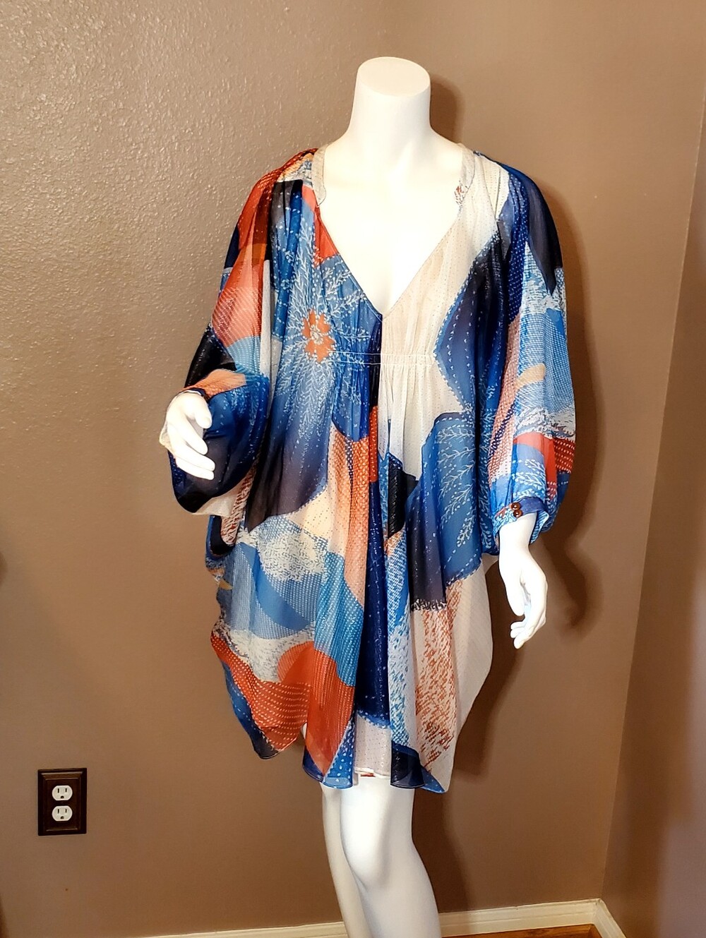 DIANE VON FURSTENBERG Fleurette Silk Batik Land Kaftan Dress Size 2